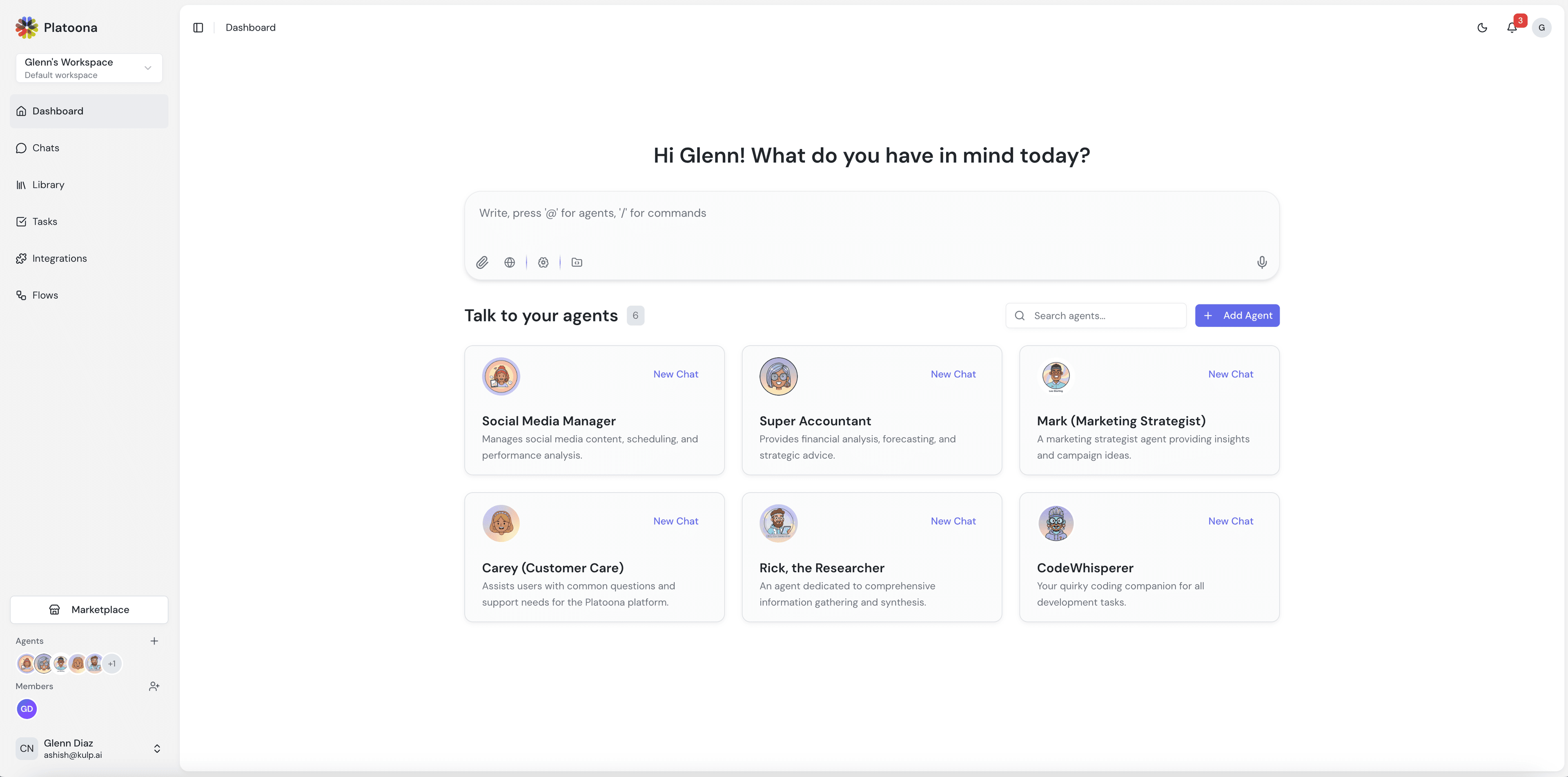 Platoona workspace preview